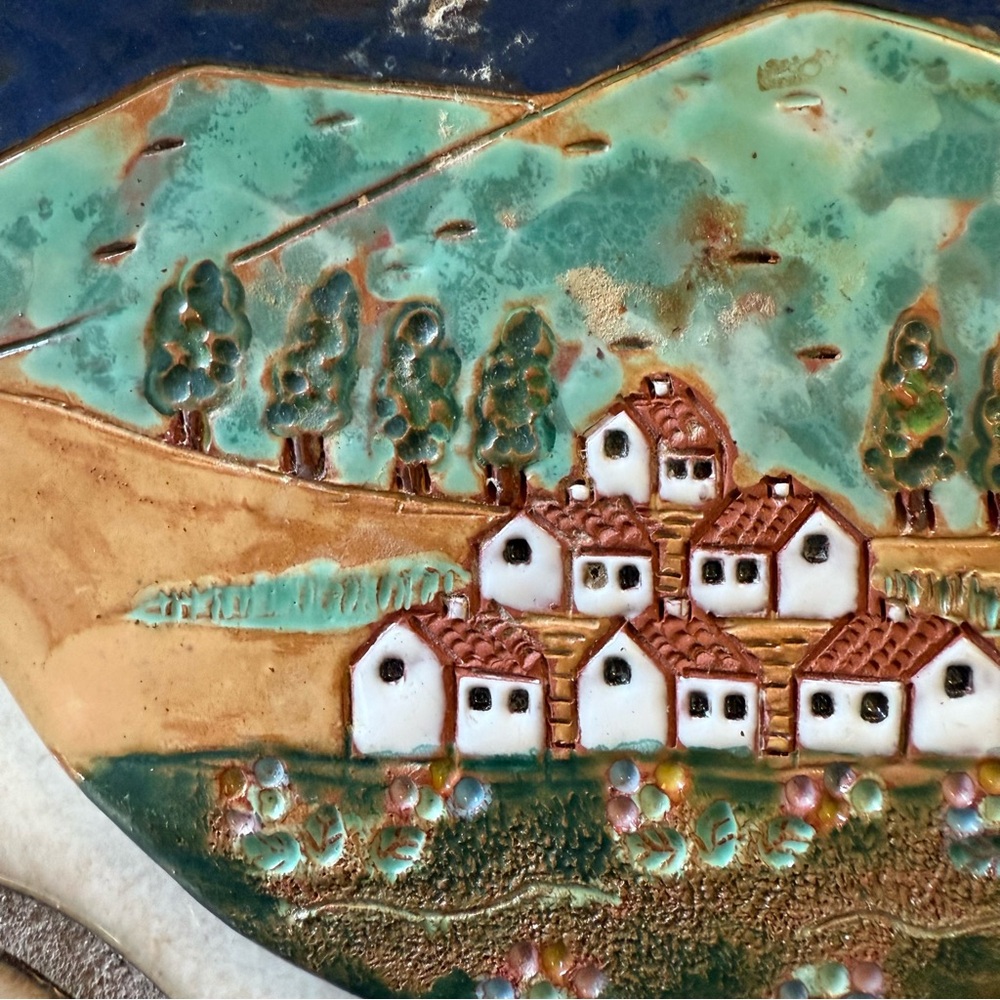 Arcil Lousa Portugal Ceramic Artisan Mission Pueblo Pottery, Hanging/Trivet Art - Picture 6 of 9